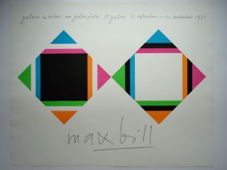 max bill original lithographic poster 1971 from czech republic time