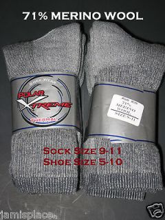 Pairs 71% MERINO WOOL Cushioned Thermal Smart Crew Socks USA Made 9 
