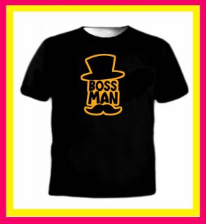 Boss Man moustache swag urban slang cool fresh geek funny t shirt