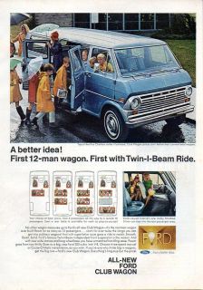 1968 Vintage Ad Ford Club Wagon 12 Passenger Van Chateau Series