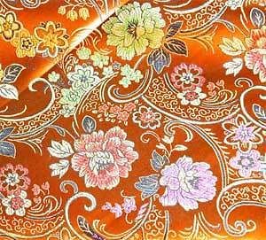 orange chinese brocade tapestry fabric 3 yards 2 7 meters