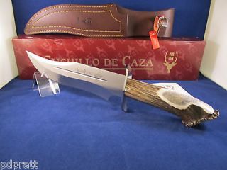 Muela 14 Stag Fixed Blade Lobo Knife Mint Box With Leather Sheath 