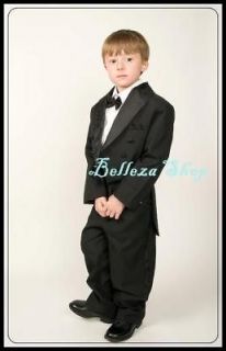 boys black formal tuxedo tux suit wedding party sz 7 st1a