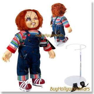   24 CHUCKY PLUSH DOLL ON WHITE DOLL STAND (Childs Play Figure