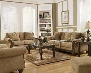   Traditional Living Room Set Sofa, LoveSeat, Chair & Marble Tables