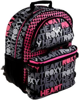 ROXY BUNNY LUNCH BOX & BACKPACK COMBO SCHOOL TOTE BAG, PINK/BLACK NWT