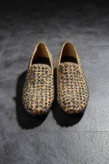 vb homme spike studded leopard print leather loafers 3qn