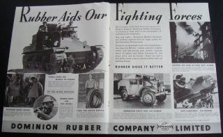 1941 DOMINION RUBBER TIRES WAR WWII CANADA AD TANKS CLOTHING GAS 