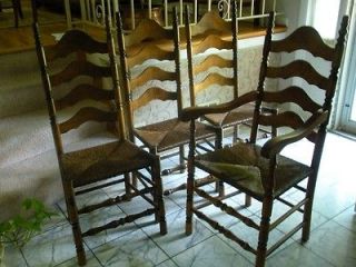 Vintage Rush Bottom Ladderback Chairs (4) Circa late 1960s very early 