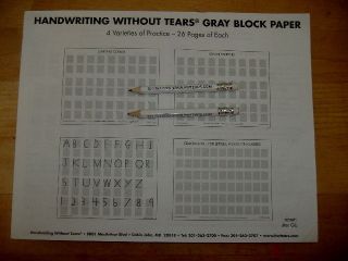 Handwriting Without Tears GRAY BLOCK PAPER 4 Varieties 104 pg + 2 HWT 