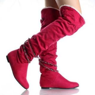 pink thigh high boots in Clothing, 