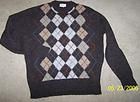Vtg Oakton Ltd Made Scotland 100% Shetland Wool Argyle Crew Sweater Sz 