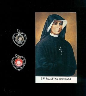 St.Faustina Relic Medal On A Silver Tone 1 15/16 Ex Indumentis Of 