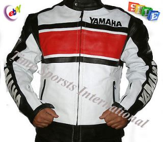 Yamaha White Motorbike racing leather Jacket With Worldwide Free 
