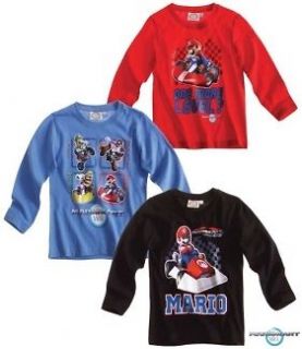 BOYS SUPER MARIO LONG SLEEVE TOP RED,BLUE,BLACK AGE 4,6,8,10,12 YEARS