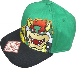 Bioworld Nintendo Super Mario Green King Koopa Bowser Snapback Hat