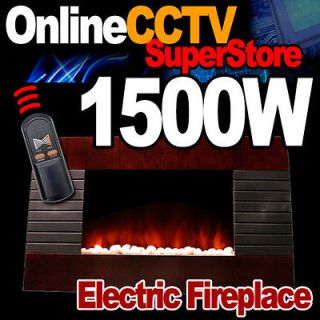 New 1500 Watts Deluxe Wood Wall Mount Electric Fireplace Space Heater 