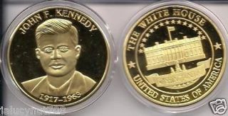 35TH PRESIDENT JOHN F. KENNEDY ~1917 1963~ 24KT GOLD COMMEMORATIVE 