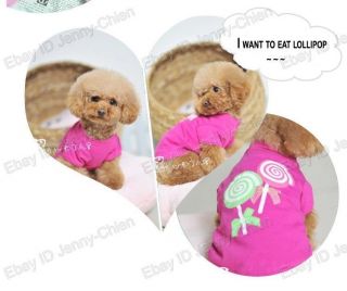 Summer Pet dogs Rose color Lollipop pretty Clothes Apparel Cute T 