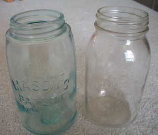 Antique Quart Jar MASONS PATENT NOV 30TH 1858  light blue  w.Zinc 