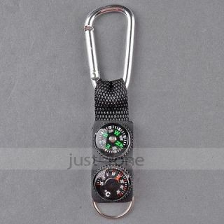 2pcs Outdoor Camping Hiking Mini Carabiner w/ Keychain Compass 