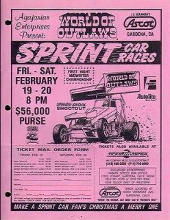 Ascot Park World of Outlaws Sprint Races Ticket Flyer EX (Sku 28223)