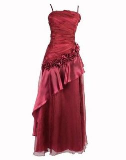 Flower Ruffle Bust Wrapped Evening Dresses Bridal Ballgown XL Red