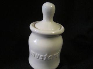 vintage hall white stoneware mustard pot  12