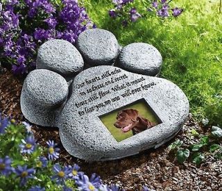 Pet Paw Shaped Memorial Garden Stone With Picture Frame Area