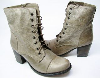 STEVE MADDEN Graanie Stone Leather Lace Up Ankle Boot NIB US 8.5