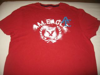   Am. Eagle Spray Paint Design AE Applique red T shirt mens LARGE L