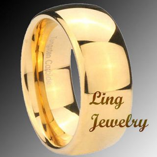 10MM Tungsten Carbide 14K Gold EP Dome Mens Ring SZ 7 14