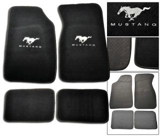NEW 99 04 FORD MUSTANG BLACK CARPET FLOOR MATS 4 PIECES NEW w/ LOGO