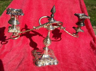   Quadruple Silverplate Silver Plate Candle Holder Meriden NUMBERED
