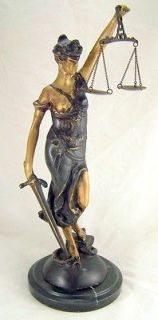 16 Our Lady Scales OF Justice Lawyer Attorney Statue REAL Bronze 