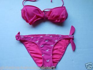 Hollister Abercrombie & Fitch Womens Pink Bikini Top Bottom Swim Set 
