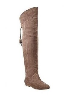 NEW NINE WEST Husky Suede Over the Knee Tall Boot 5 Beige Taupe