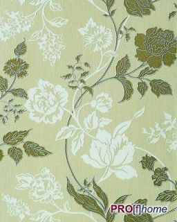 EDEM 116 25 design wallpaper flower floral light green olive white 