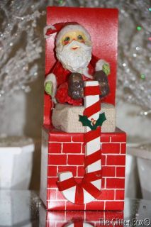 Vintage Paper Mache Santa Fireplace Stocking Hanger Holder Silvestri 
