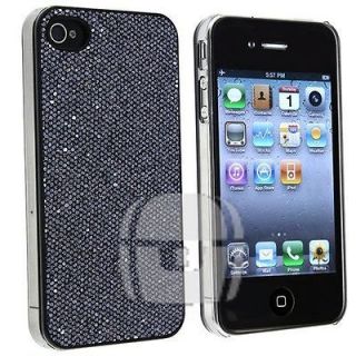 Black Bling Diamond Glitter Shine Flake Design Case For iPhone 4 4s