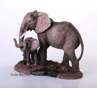 Elephant Mum and Baby/Calf Nature Sculpture Statue Figurine Ornament 