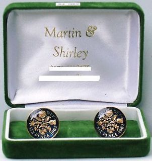 1962 6d cufflinks from real coins in blue gold from