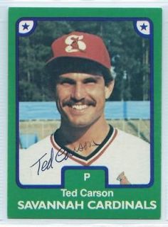 1984 Savannah Cardinals #23 Ted Carson Autographed/Signed Card