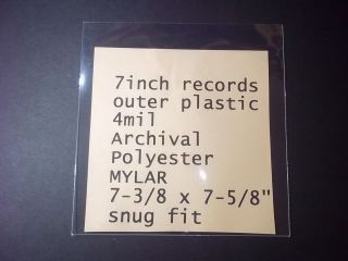 7inch Record   ARCHIVAL OUTER SLEEVES   4mil MYLAR   SNUG FIT   7 45 