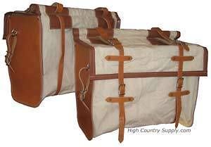 leather canvas pannier horse mule packing saddl hunting camping 