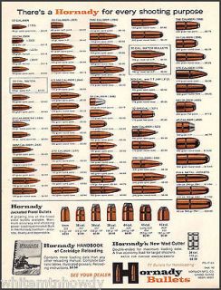 1970 HORNADY BULLETS AD Vintage Ammunition Ammo Full Line