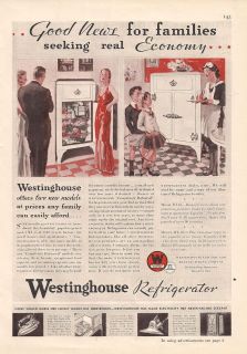 1931 VINTAGE WESTINGHOUSE REFRIGERATOR GOOD NEWS FOR FAMILIES PRINT AD