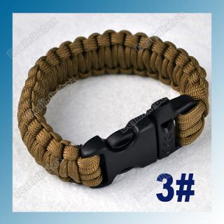 Hotsale Mens Paracord Cord Bracelets Whistle Buckle Survival Camping 