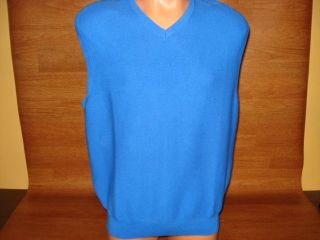 Mens Polo Golf Ralph Lauren Blue V Neck Sweater Vest 100% Cotton Sz 
