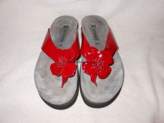 Mephisto Niolette Red Patent Leather Thong Sandals 39 fits US 8 8.5
